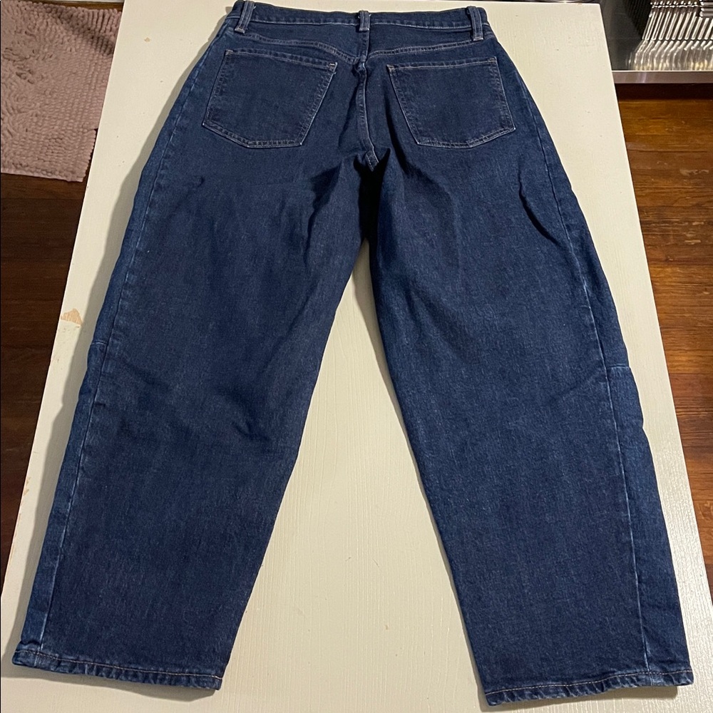 Old Navy Dark Blue Barrel Leg Jeans- Size 6 - Picture 10 of 11